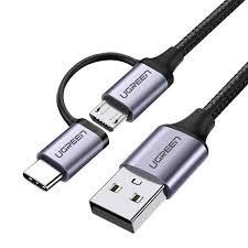 Ugreen 1m USB-A to Micro USB + USB Type-C Cable UG- 30875