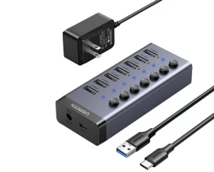 UGREEN 7-Port Powered USB 3.0 Hub UK Power adaptor – CM481