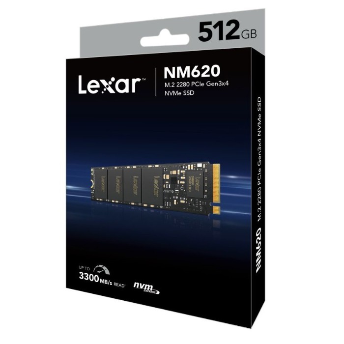 Lexar LNM620 Internal SSD M.2 PCIe Gen 3*4 NVMe 2280 - 512GB , LNM620X512G-RNNNG