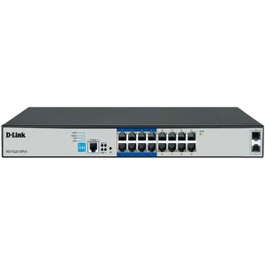 D-Link DGS-F1210-18PS-E 16-port Gigabit Long Range 250m PoE+ Smart Switch with 16 PoE ports, 2 SFP ports , DGS-F1210-18PS