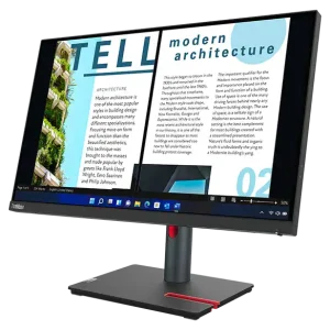 Lenovo ThinkVision P24h-30 23.8"" QHD Monitor, Tilt/Swivel/Pivot/Height Adjustable Stand, Raven Black Color, Connectivity: 1 USB-C 3.2 Gen 1 (DP 1.4 Alt Mode), 1 HDMI 2.1 TMDS, 1 DisplayPort 1.4, 1 DisplayPort Out, 1 RJ45 Ethernet (10M/100M/1000M), 4 USB 3.2 Gen 1 (1x BC 1.2) - 63B3GAT6UK